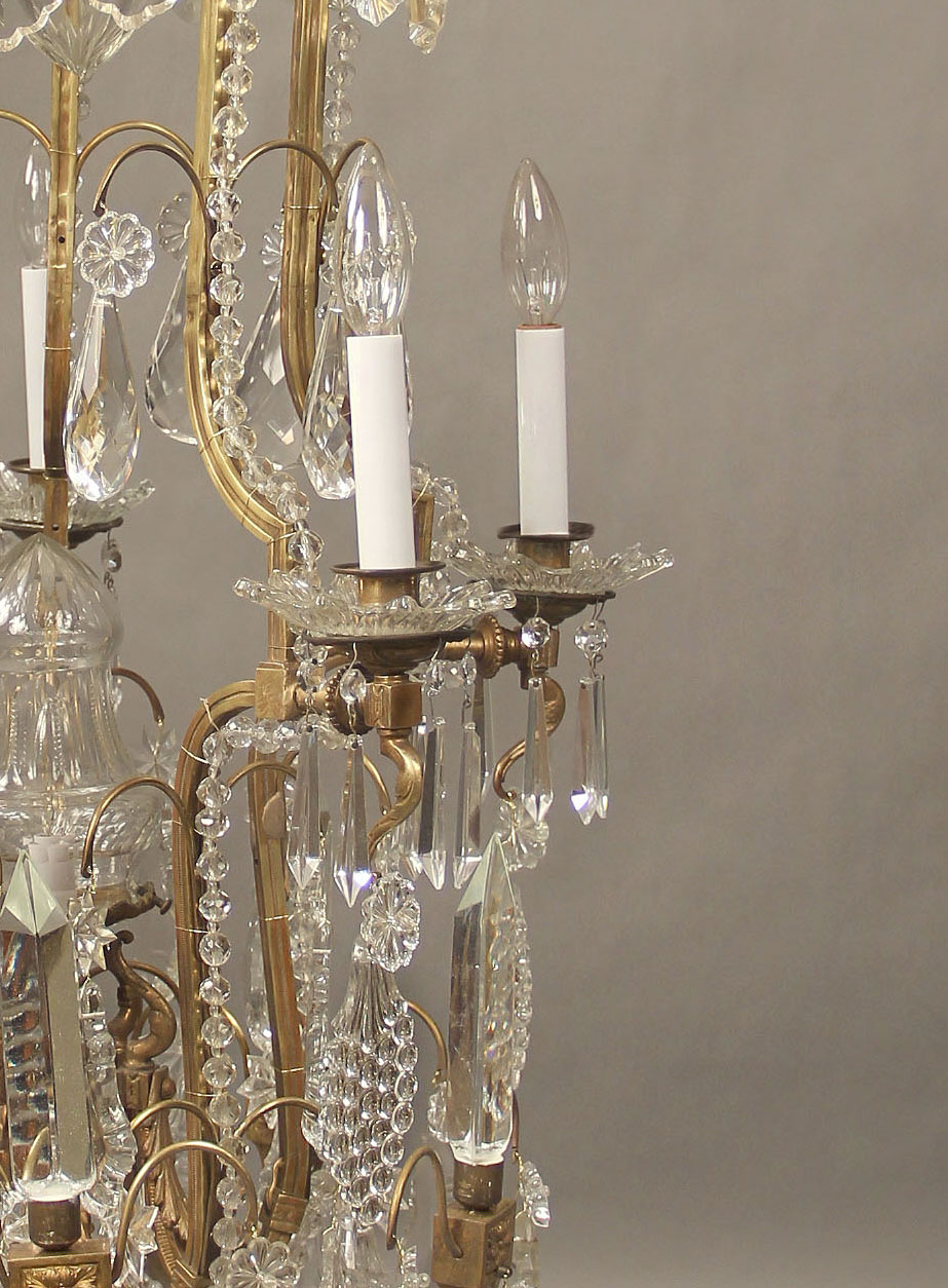 A Late 19th Century Gilt Bronze and Crystal Seven Light Chandelier - Image 5