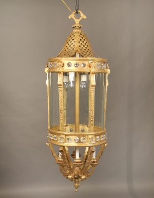 A Monumental Late 19th Century Gilt Bronze and Crystal Twelve Light Lantern