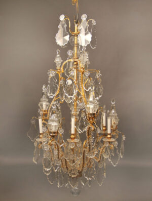 A Fantastic Late 19th Century Gilt Bronze and Baccarat Crystal Twelve Light Chandelier