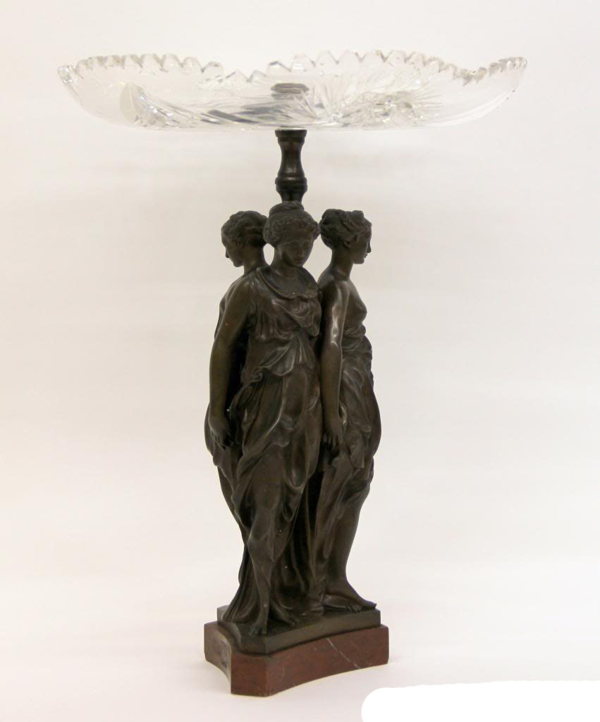 A Late 19th Century Crystal and Patinated Bronze Sculptural Centerpiece By Thiebaut Freres - Image 2