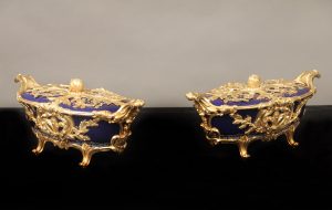 A Fine Pair of Late 19th Century French Gilt Bronze Mounted Chinese Porcelain Candy Dishes