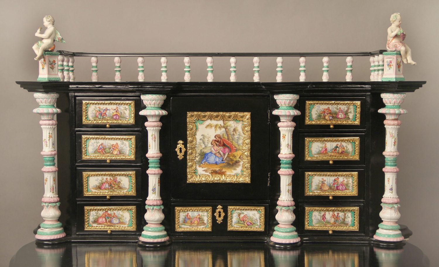 A Lovely Late 19th Century Gilt Bronze Mounted German K.P.M. Porcelain Desk - Image 3