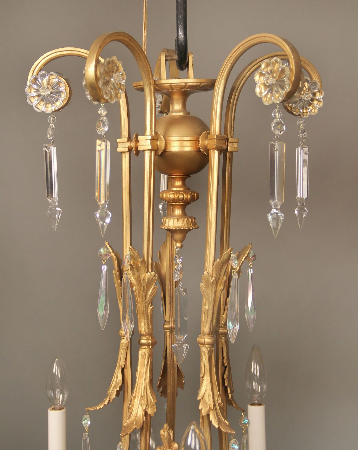 A Fine Early 20th Century Gilt Bronze and Drop Crystal Twenty Five Light Chandelier - Image 2