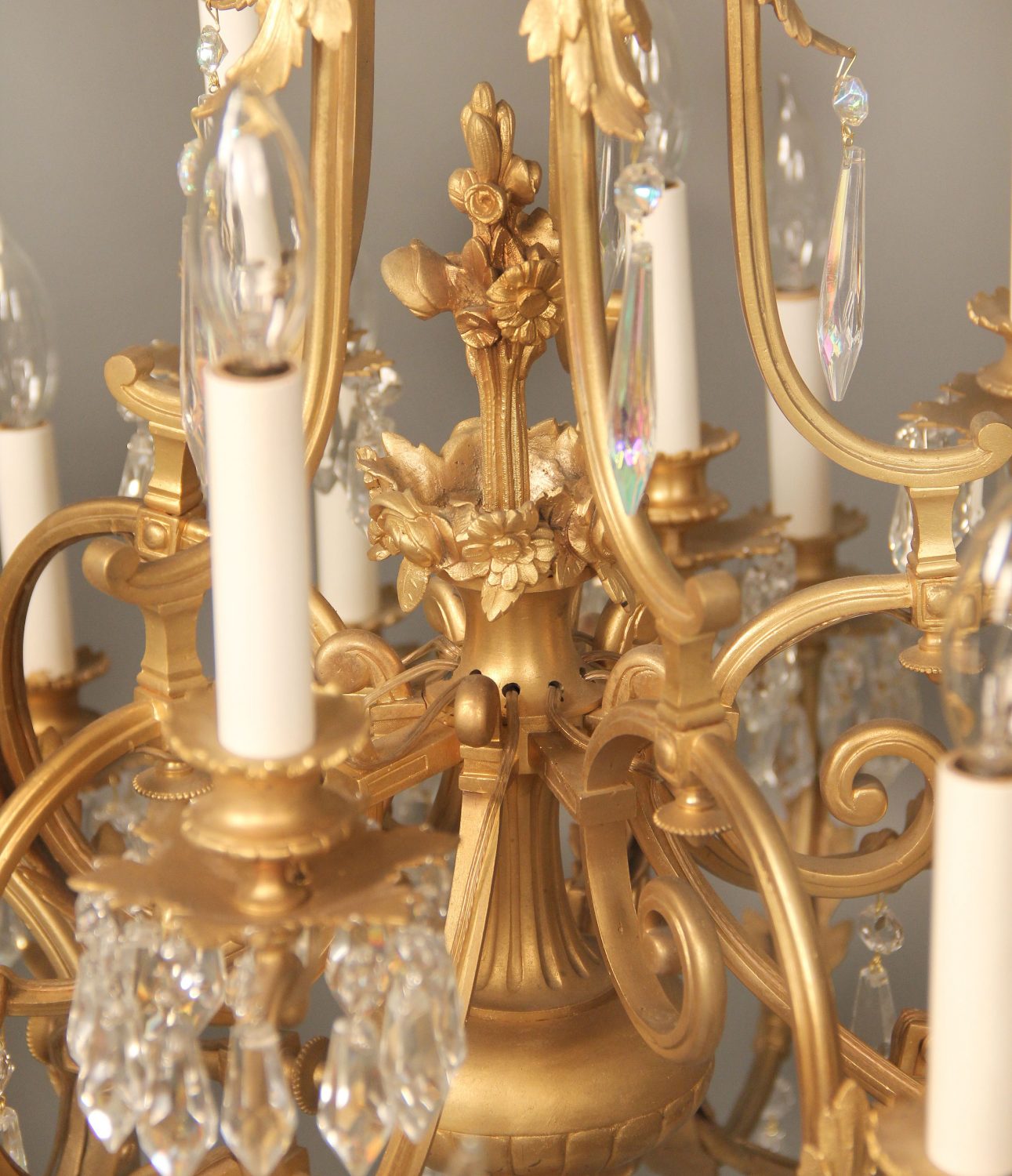 A Fine Early 20th Century Gilt Bronze and Drop Crystal Twenty Five Light Chandelier - Image 5