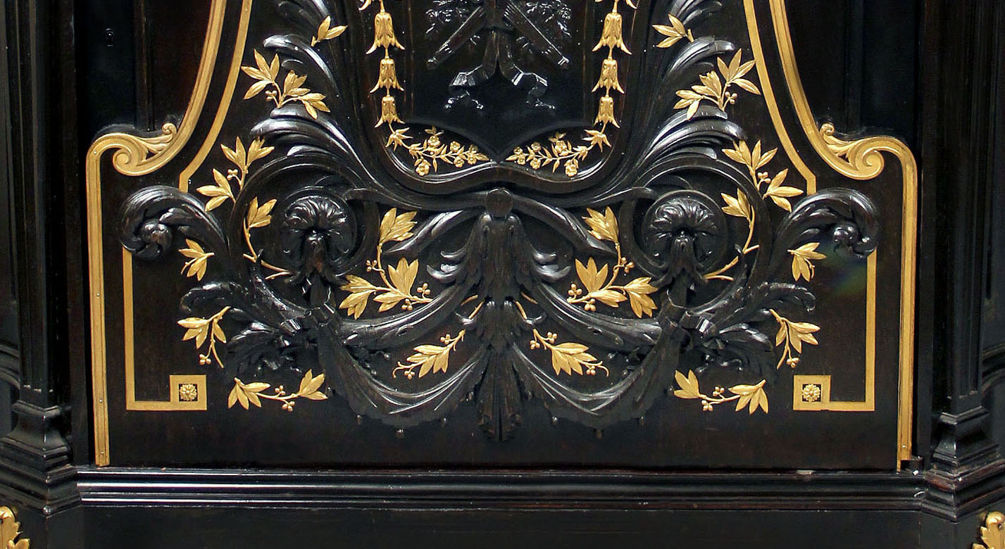 A Wonderful Late 19th Century Napoleon III Gilt Bronze Mounted Carved Ebonized Cabinet By Lanneau - Image 4