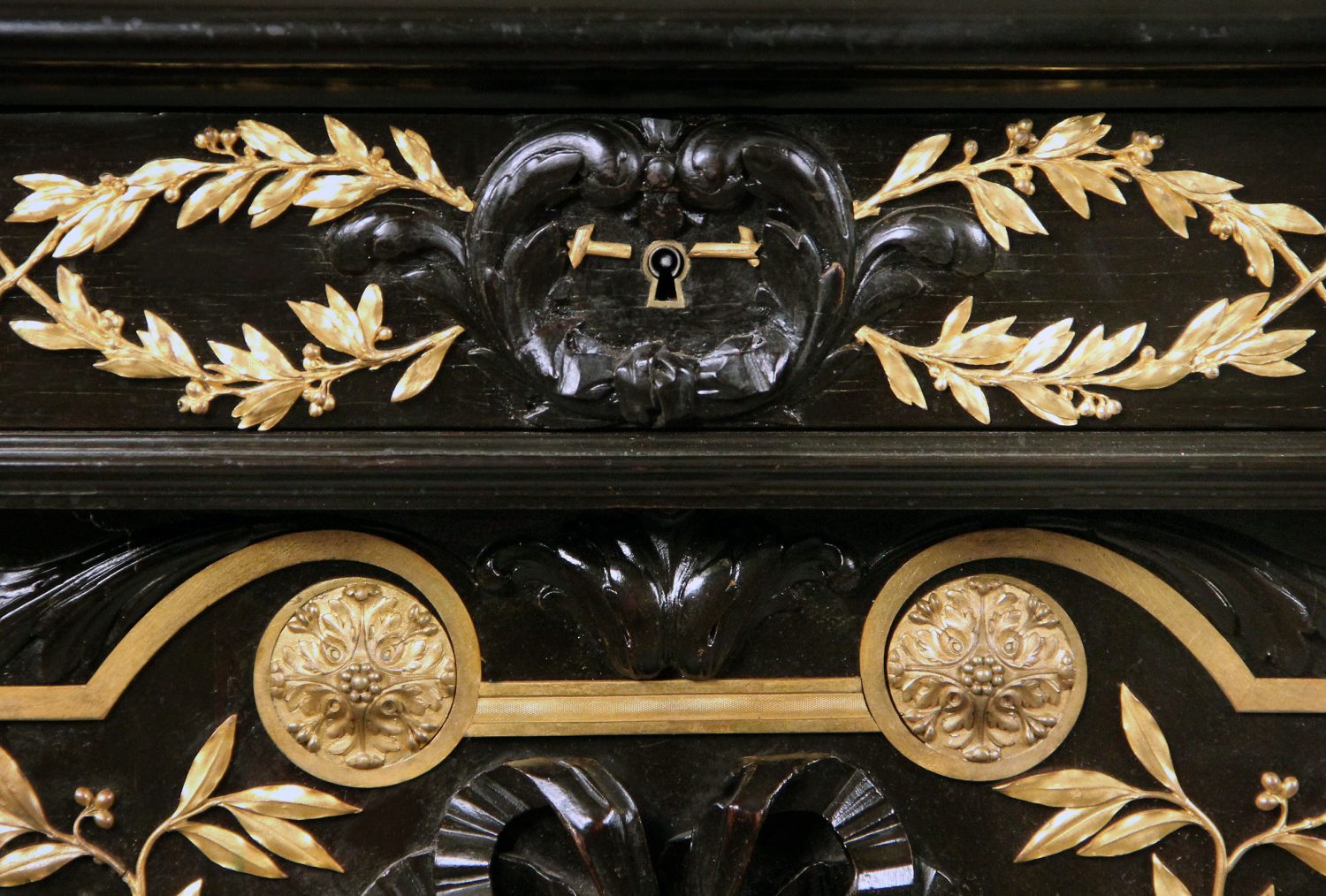A Wonderful Late 19th Century Napoleon III Gilt Bronze Mounted Carved Ebonized Cabinet By Lanneau - Image 3