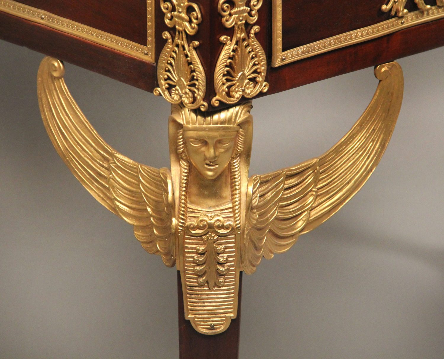 French Late 19th Gilt Bronze Mounted Mahogany Center Table in the Empire Revival Style - Image 3