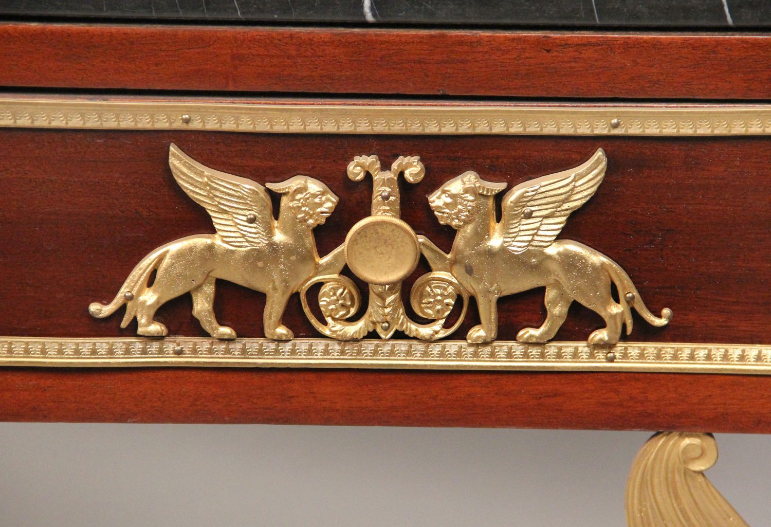 French Late 19th Gilt Bronze Mounted Mahogany Center Table in the Empire Revival Style - Image 4