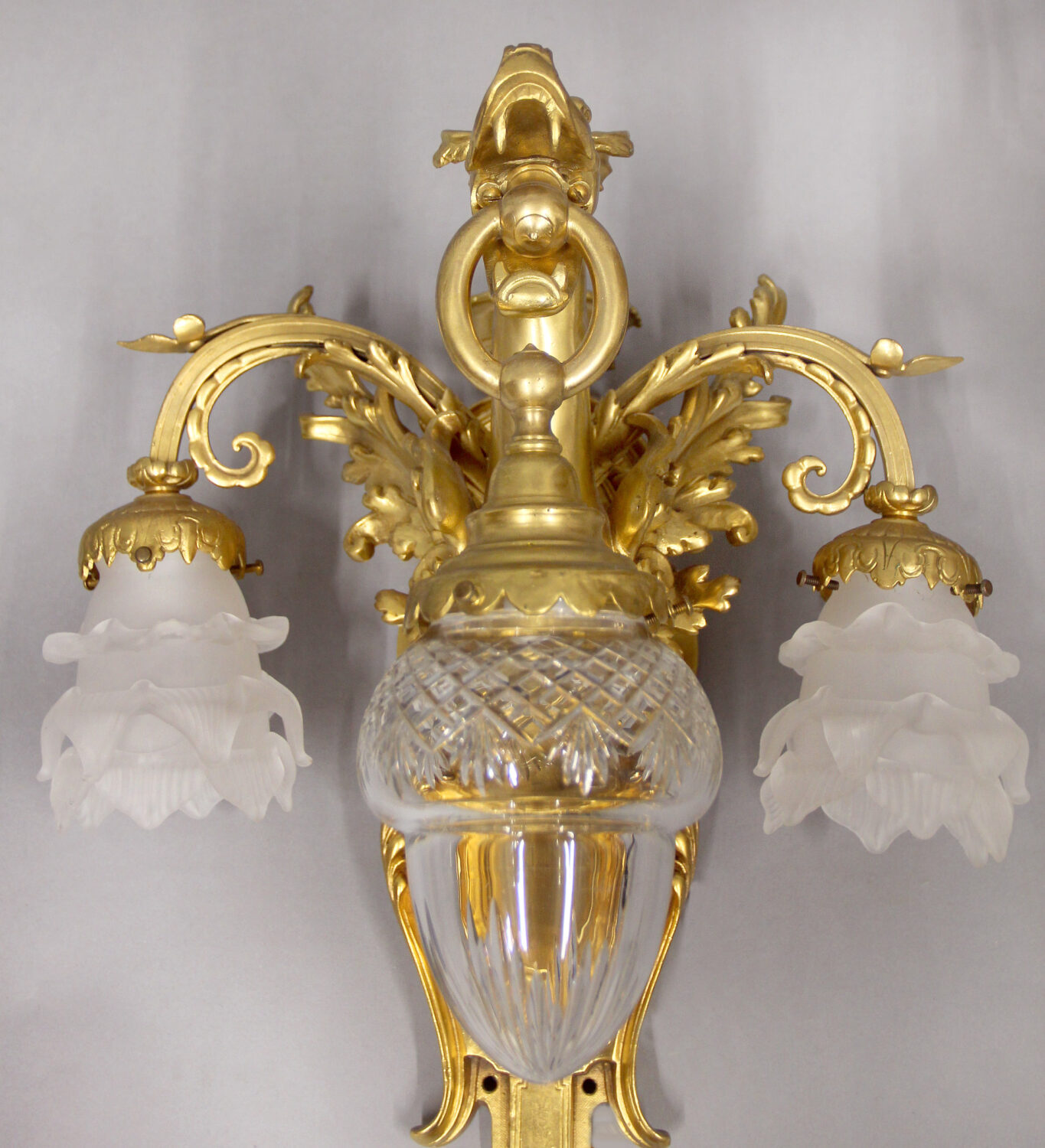An Interesting Pair of Late 19th Century Gilt Bronze Three Light Dragon Sconces - Image 4