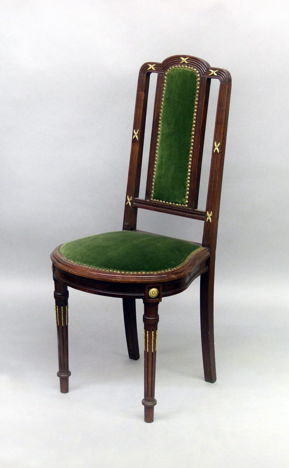 A Set of Fourteen Late 19th Century Gilt Bronze Mounted Transitional Style Dining Chairs - Image 4