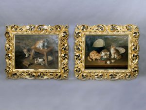 A Beautiful Pair of Late 19th / Early 20th Century Kitten Paintings By F. Krantz