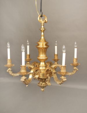 A Late 19th Century Gilt Bronze Six Light Chandelier