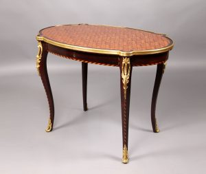 Beautiful Late 19th Century Louis XV Style Gilt Bronze Mounted Parquetry Top Center Table