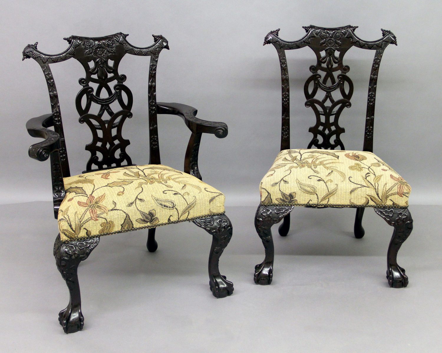 A Fine Set of Ten Late 19th Century Chippendale Style Dining Chairs - Image 2