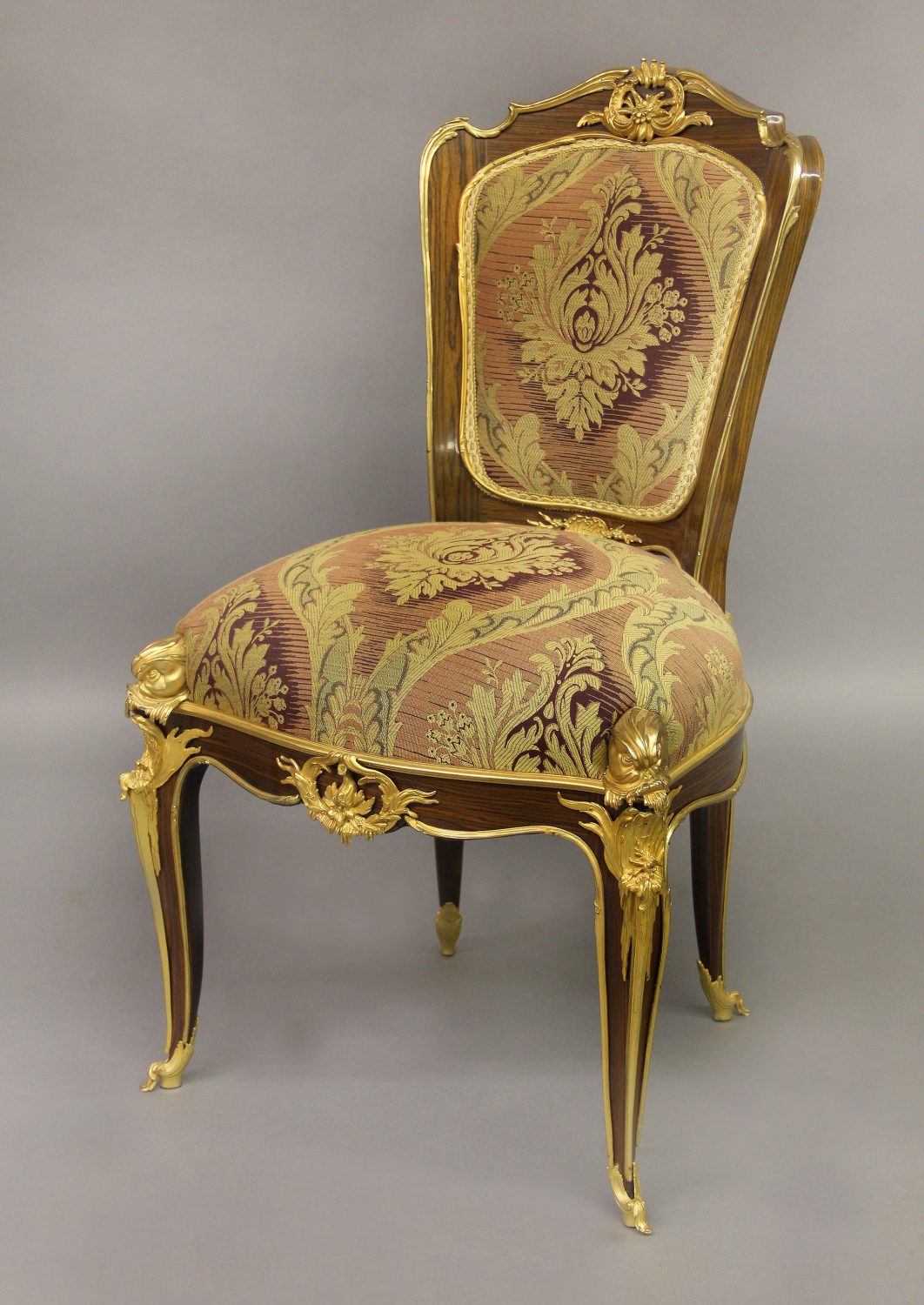 A Wonderful Modern Set of Eight Louis XV Style Gilt Bronze Mounted Dining Chairs After François Linke - Image 4