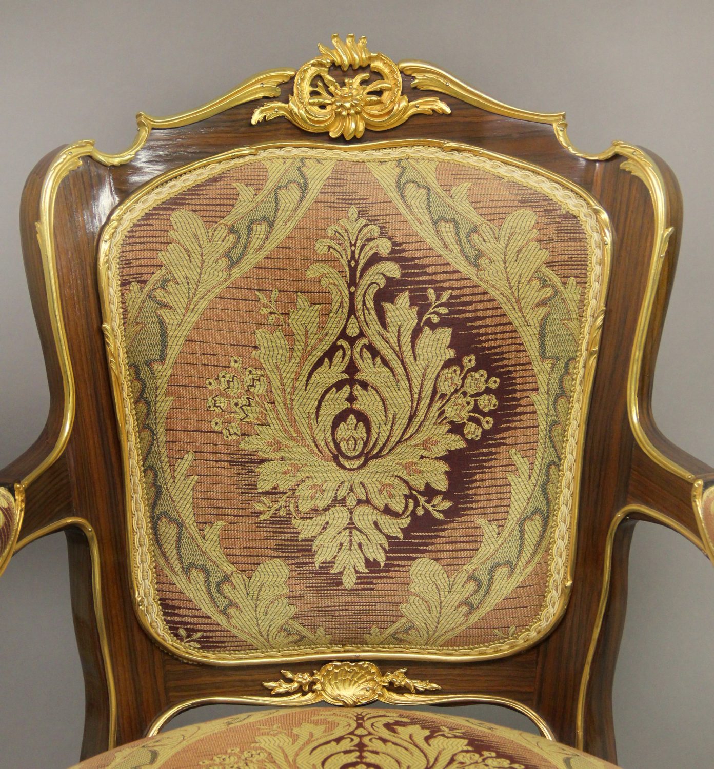 A Wonderful Modern Set of Eight Louis XV Style Gilt Bronze Mounted Dining Chairs After François Linke - Image 5