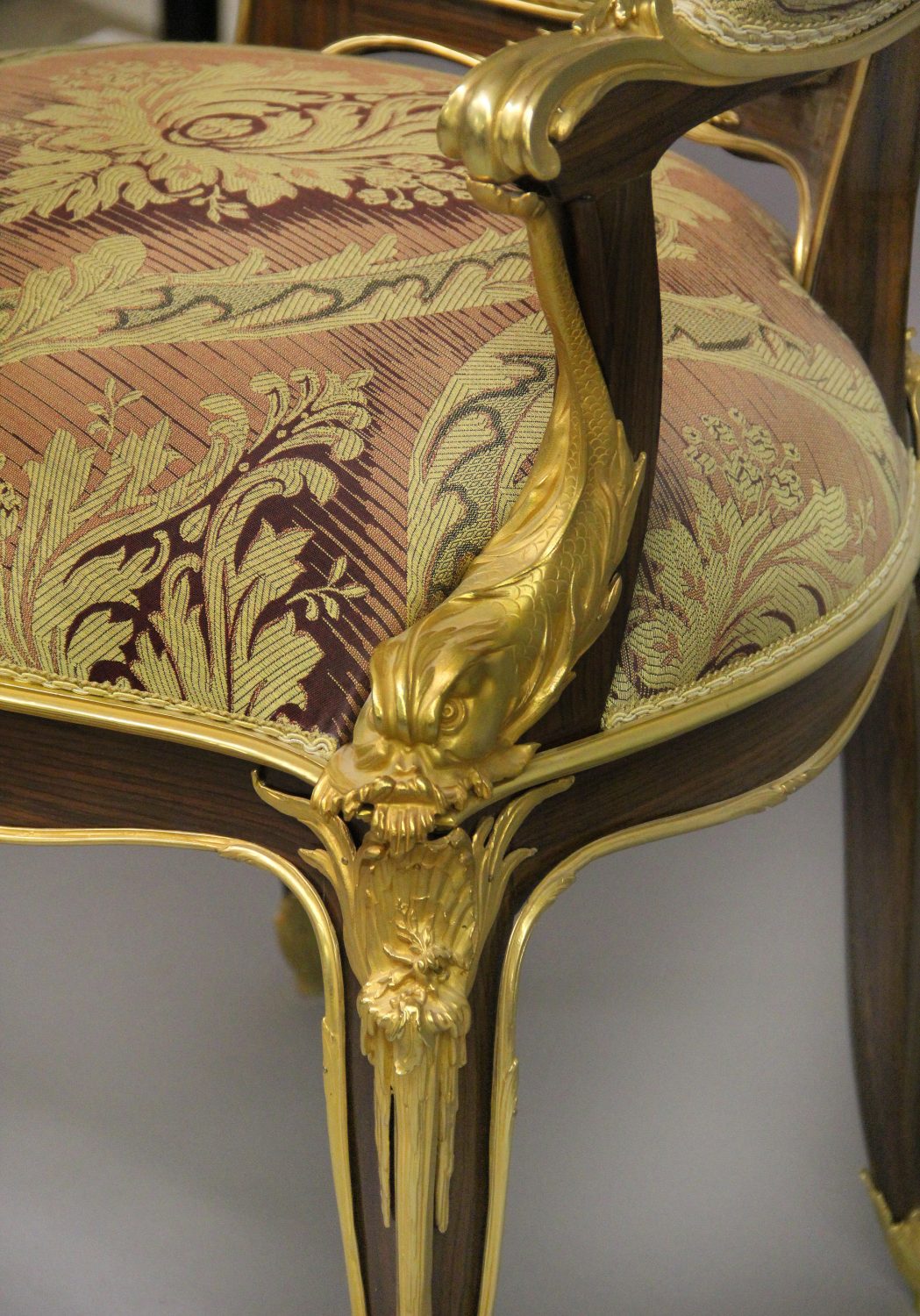A Wonderful Modern Set of Eight Louis XV Style Gilt Bronze Mounted Dining Chairs After François Linke - Image 6