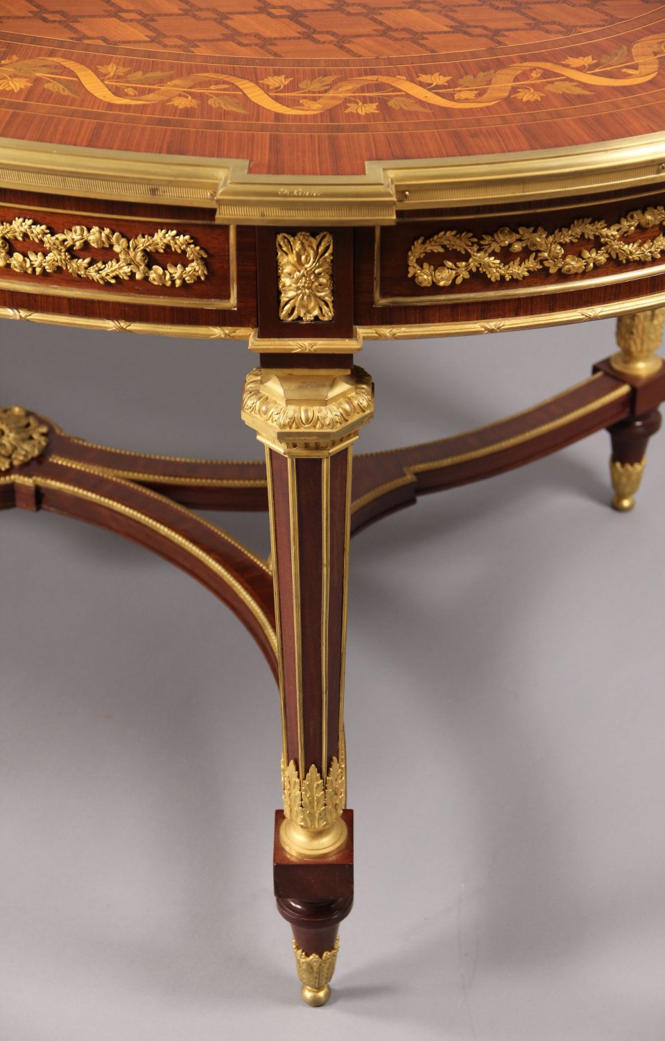 A Rare and Fantastic Quality Late 19th Century Louis XVI Style Gilt Bronze Mounted Inlaid Marquetry and Parquetry Center Table By François Linke - Image 5