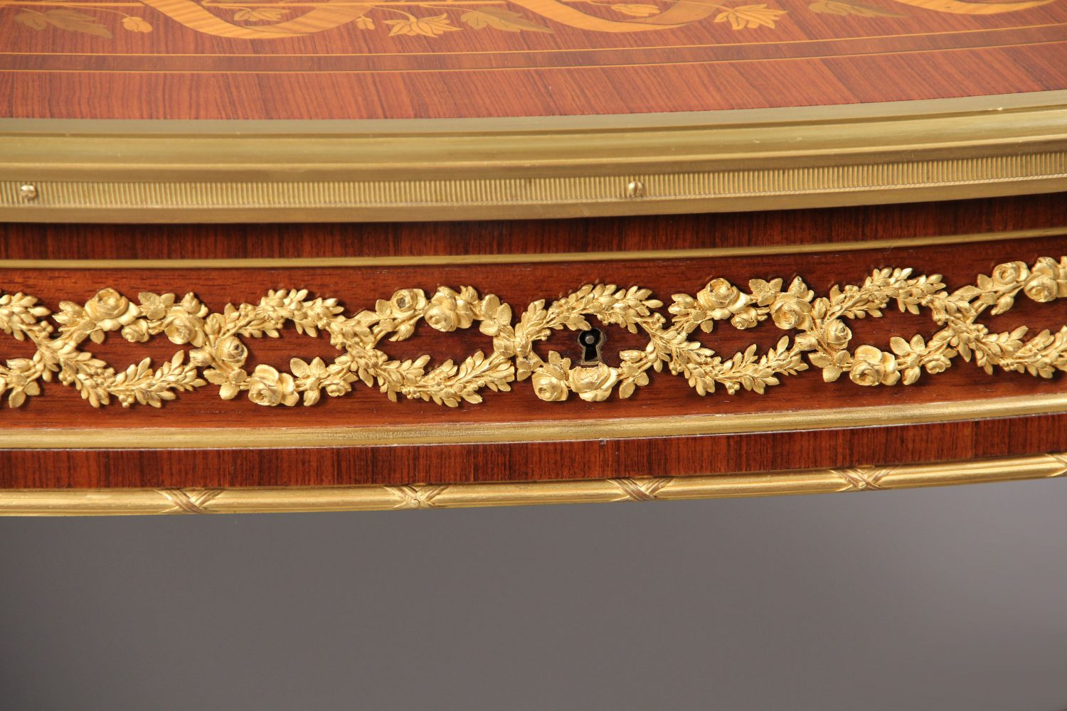 A Rare and Fantastic Quality Late 19th Century Louis XVI Style Gilt Bronze Mounted Inlaid Marquetry and Parquetry Center Table By François Linke - Image 6