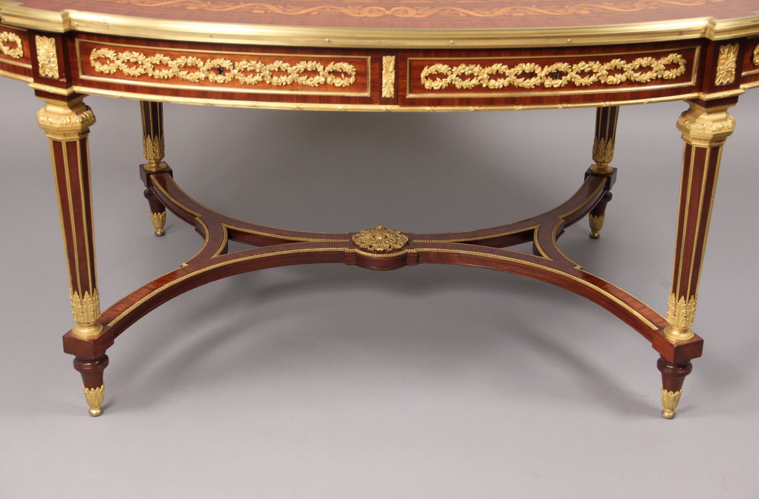 A Rare and Fantastic Quality Late 19th Century Louis XVI Style Gilt Bronze Mounted Inlaid Marquetry and Parquetry Center Table By François Linke - Image 2