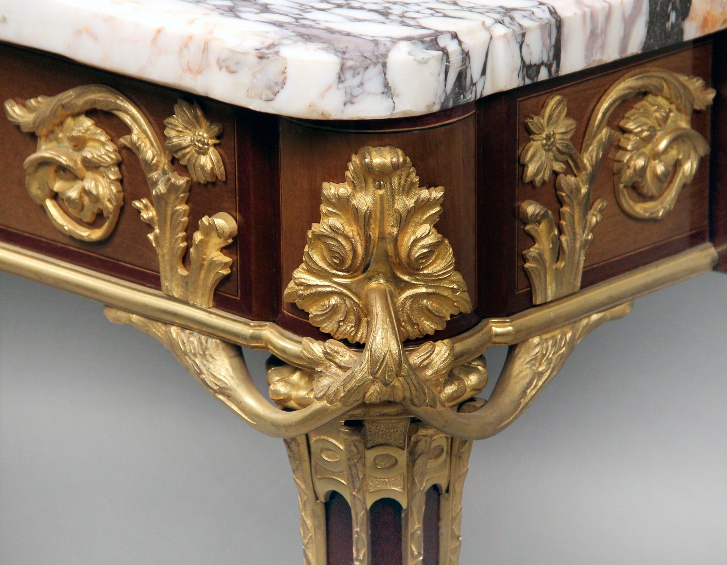 An Exceptional Late 19th Century Louis XVI Style Gilt Bronze Mounted Marquetry Center Table - Image 4