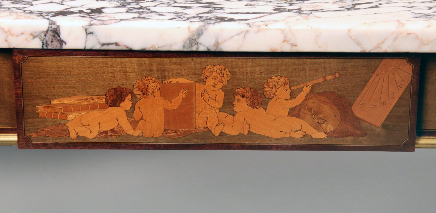 An Exceptional Late 19th Century Louis XVI Style Gilt Bronze Mounted Marquetry Center Table - Image 2