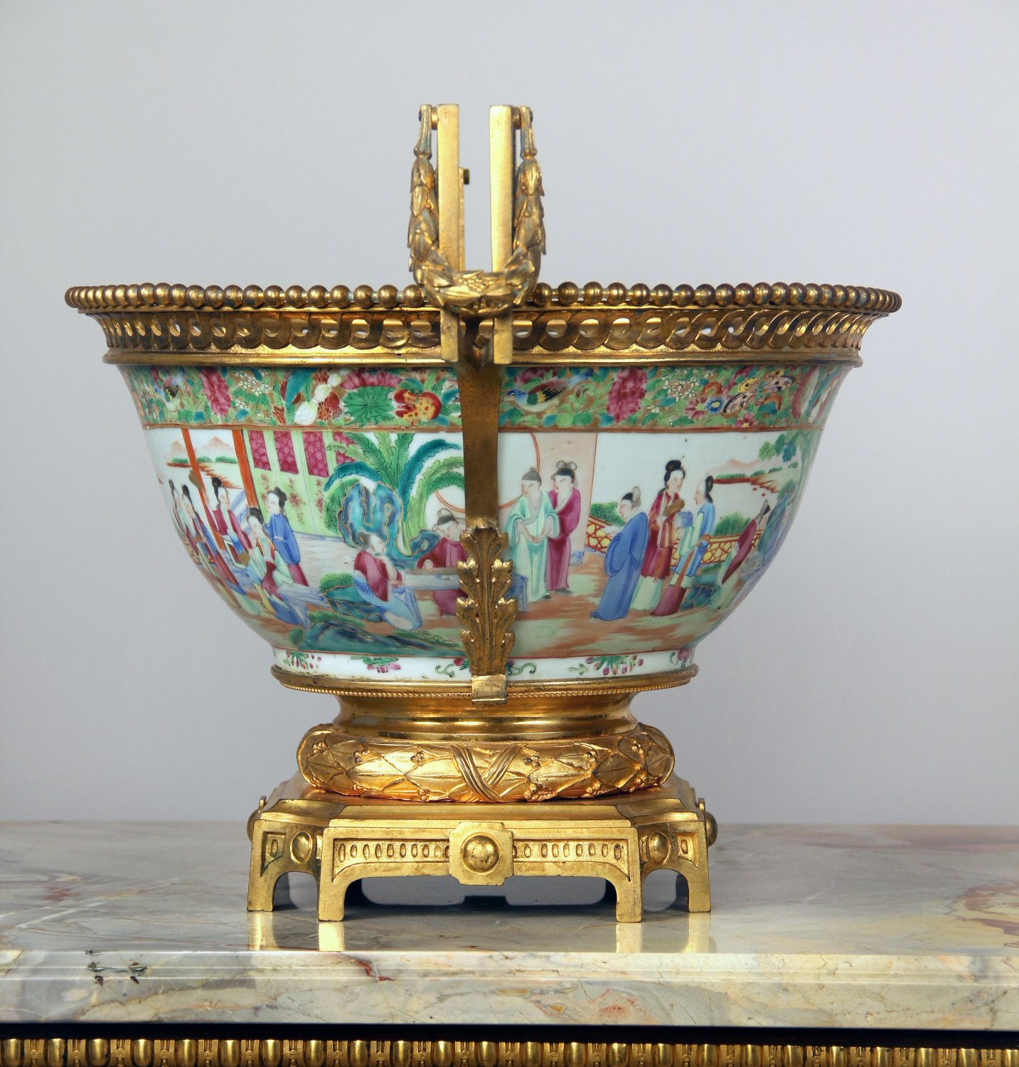A Fine Late 19th Century Gilt Bronze Mounted Canton Famille Rose Centerpiece - Image 2