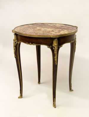 A Wonderful Late 19th Century Gilt Bronze Mounted Louis XV Style Lamp Table  By Kahn