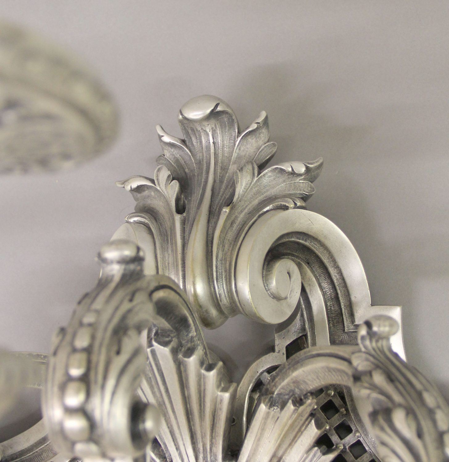 A Very Fine Pair of Late 19th Century Silvered Bronze Three Light Sconces - Image 4