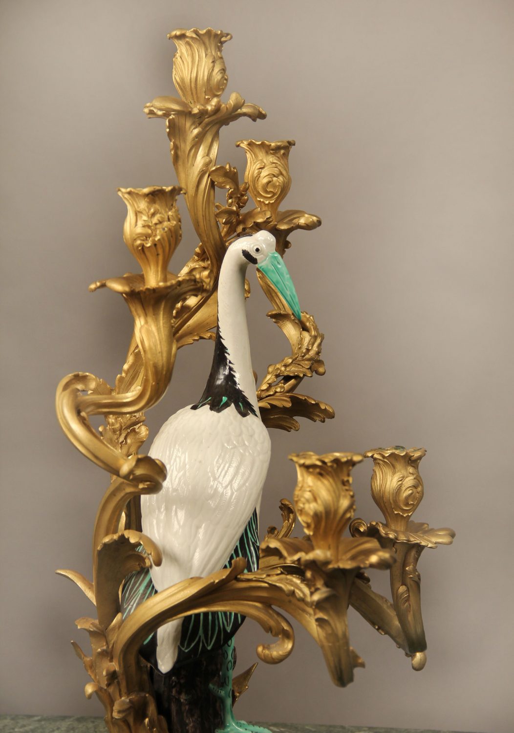 A Lovely and Impressive Pair of Continental Gilt Bronze Mounted Porcelain Five Light Candelabra - Image 2