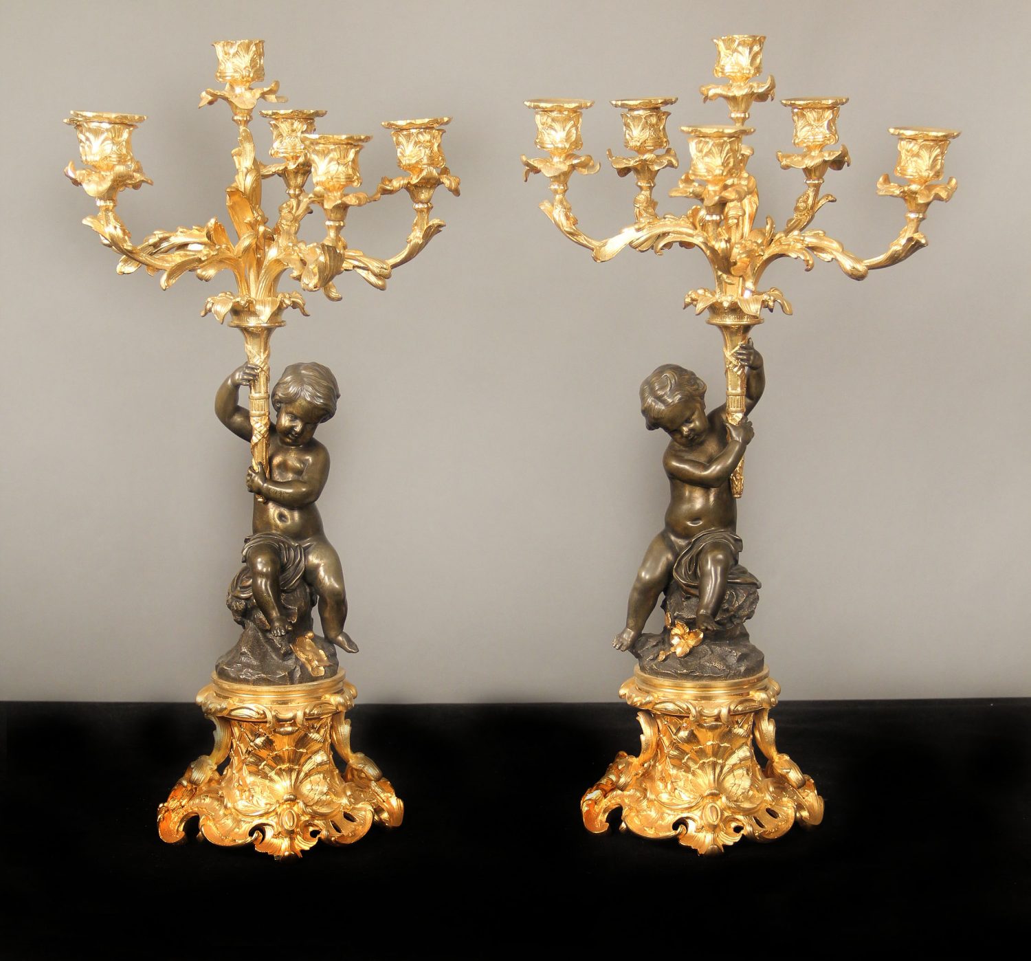 A Fine Mid 19th Century Gilt and Patinated Bronze Three Piece Clock Set By Victor Pierret - Image 4
