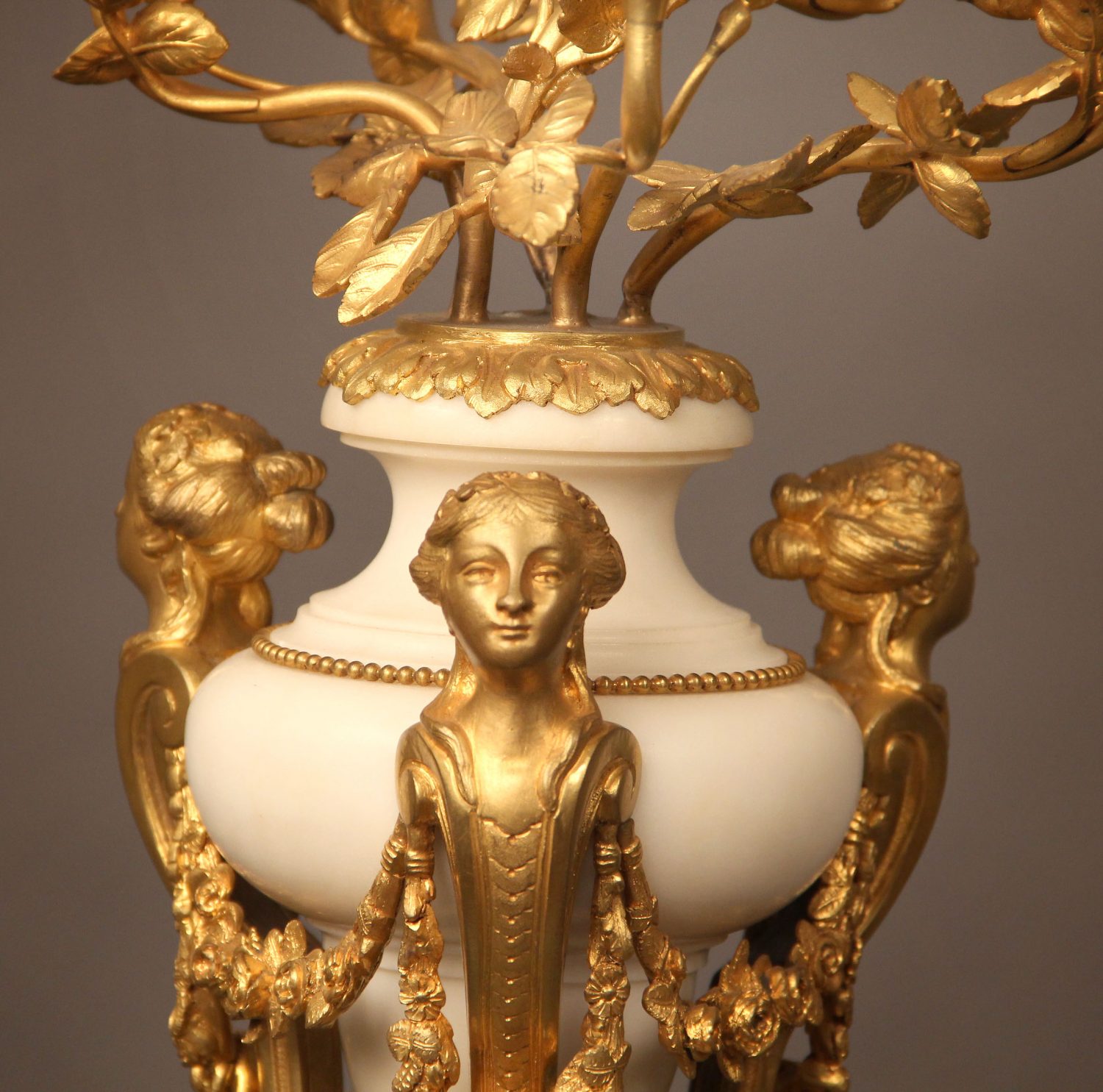 Pair of Late 19th Century Gilt Bronze and White Marble Five Light Candelabra - Image 2