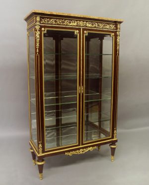 A Very Fine Late 19th Century Finely Casted Gilt Bronze Mounted Louis XVI Style Vitrine