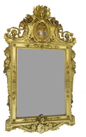 A Magnificent Mid 19th Century Napoleon III Carved Giltwood and Gesso Mirror