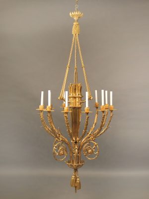 An Exceptional Late 19th Century Gilt Bronze Twelve Light Chandelier