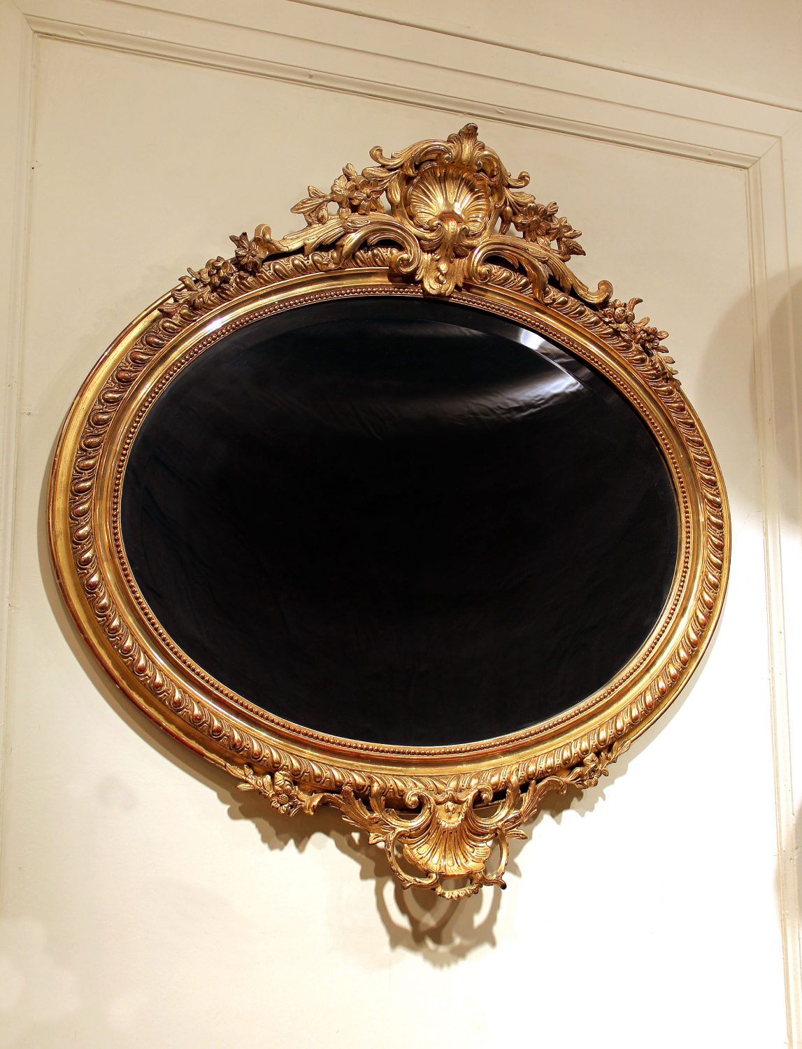 A Wonderful Late 19th Century Carved Giltwood And Gesso Mirror
