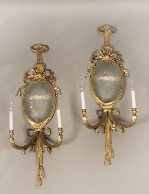 A Pair of Early 20th Century Gilt Bronze Four Light Sconces