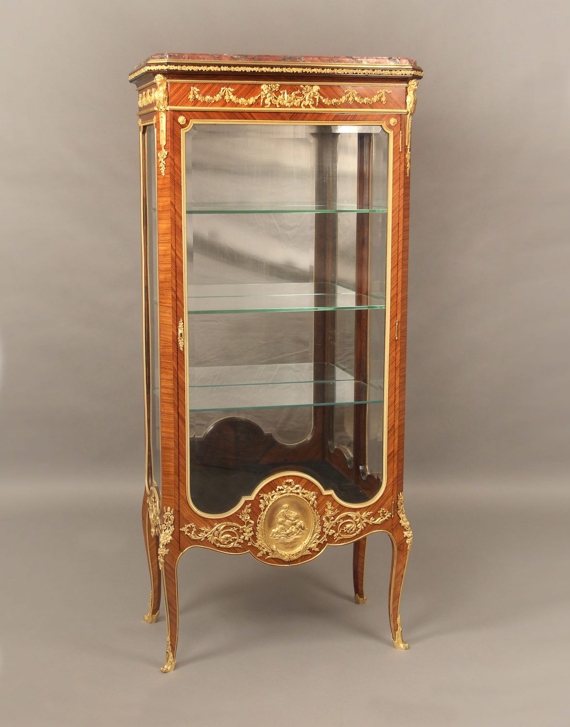 An Exceptional Late 19th Century Gilt Bronze Mounted Louis XV Style Kingwood Vitrine