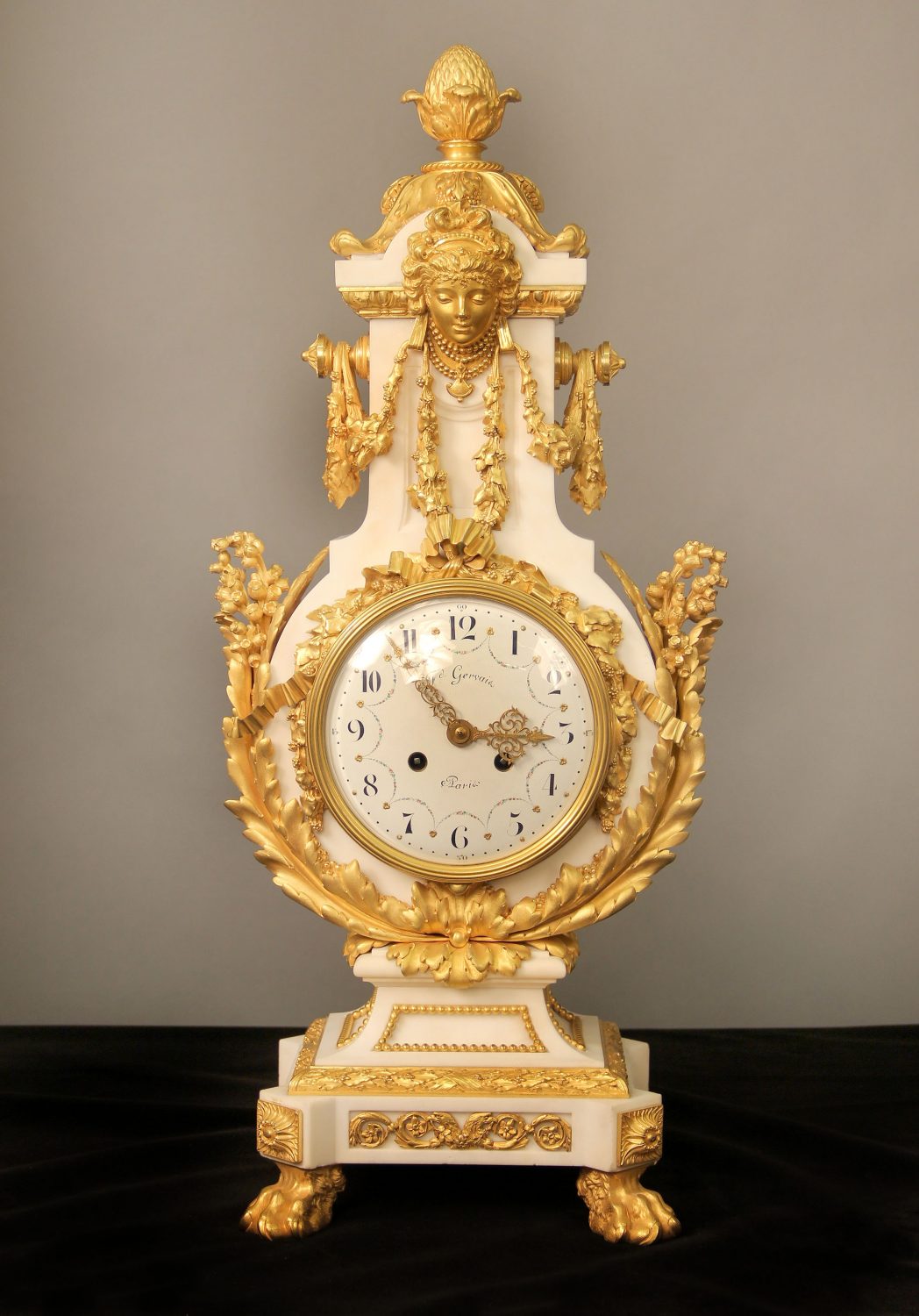 An Exceptional Late 19th Century Gilt Bronze Mounted Marble Three Piece Clock Set By Ferdinand Gervais - Image 2