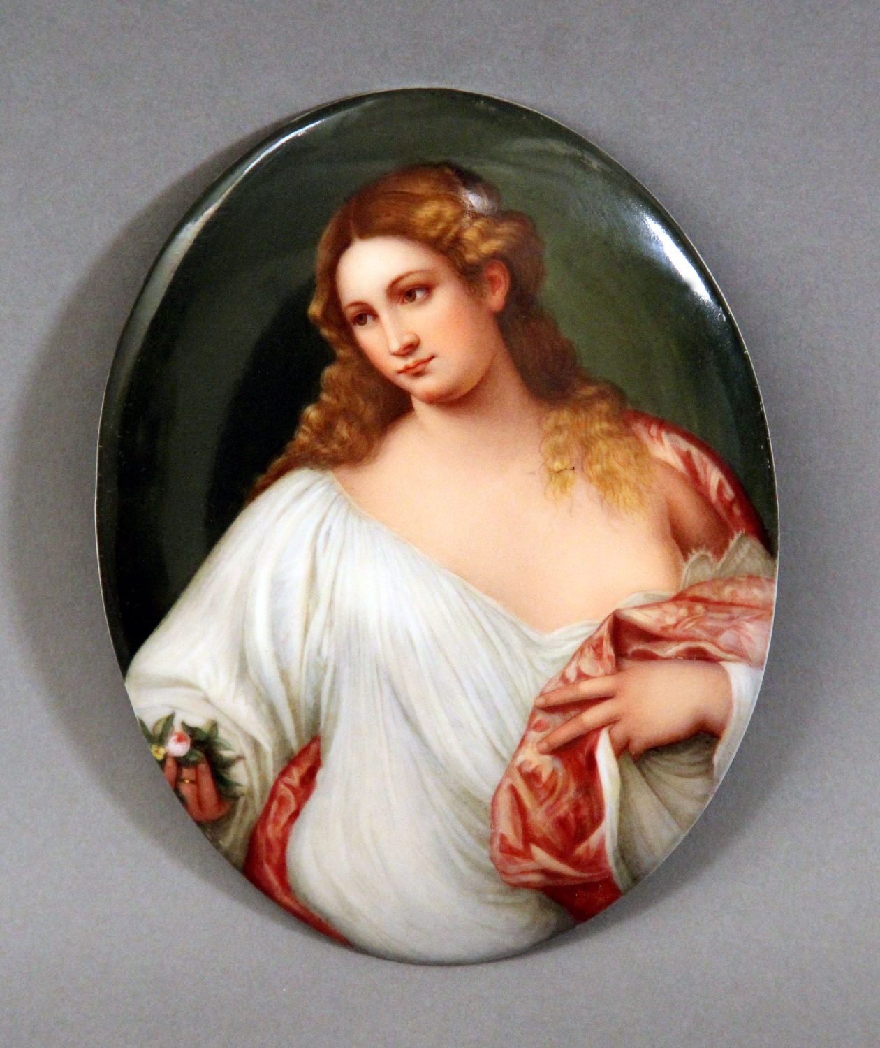 A Late 19th Century Berlin K.P.M. Porcelain Oval Plaque of 'Flora'