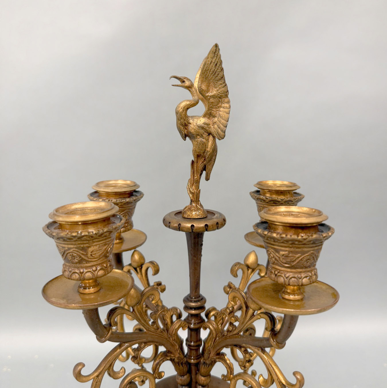A Very Fine Pair of Late 19th Century Napoleon III Rouge Griotte Marble and Patinated Bronze Four Light Candelabra By F. Levillian and F. Barbedienne - Image 6