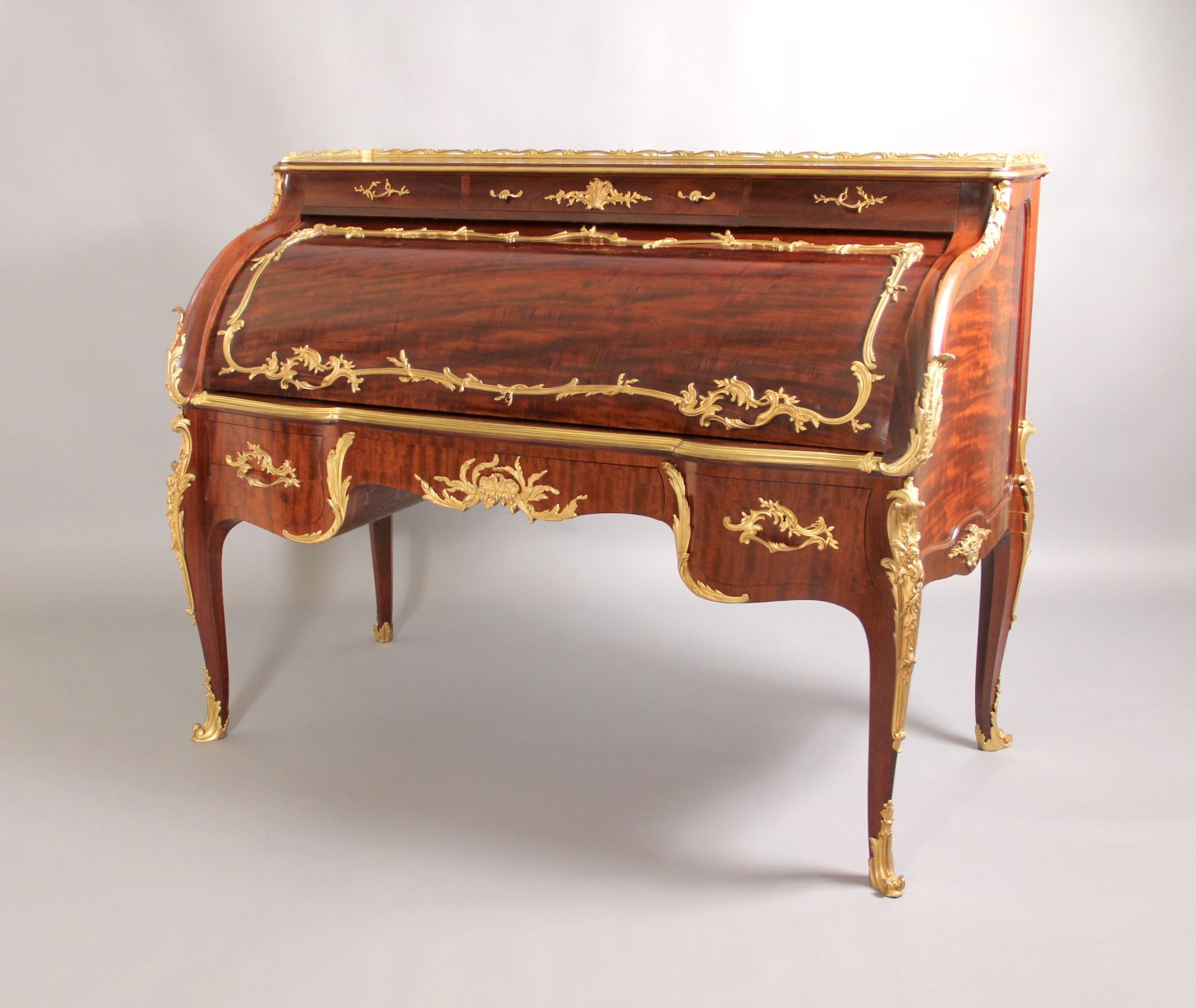 A Beautiful Late 19th Century, Louis XV Style Gilt Bronze Mounted 'Bureau A Cylindre'