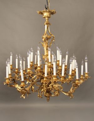 A Fantastic Late 19th Century Gilt Bronze Thirty Six Light Chandelier