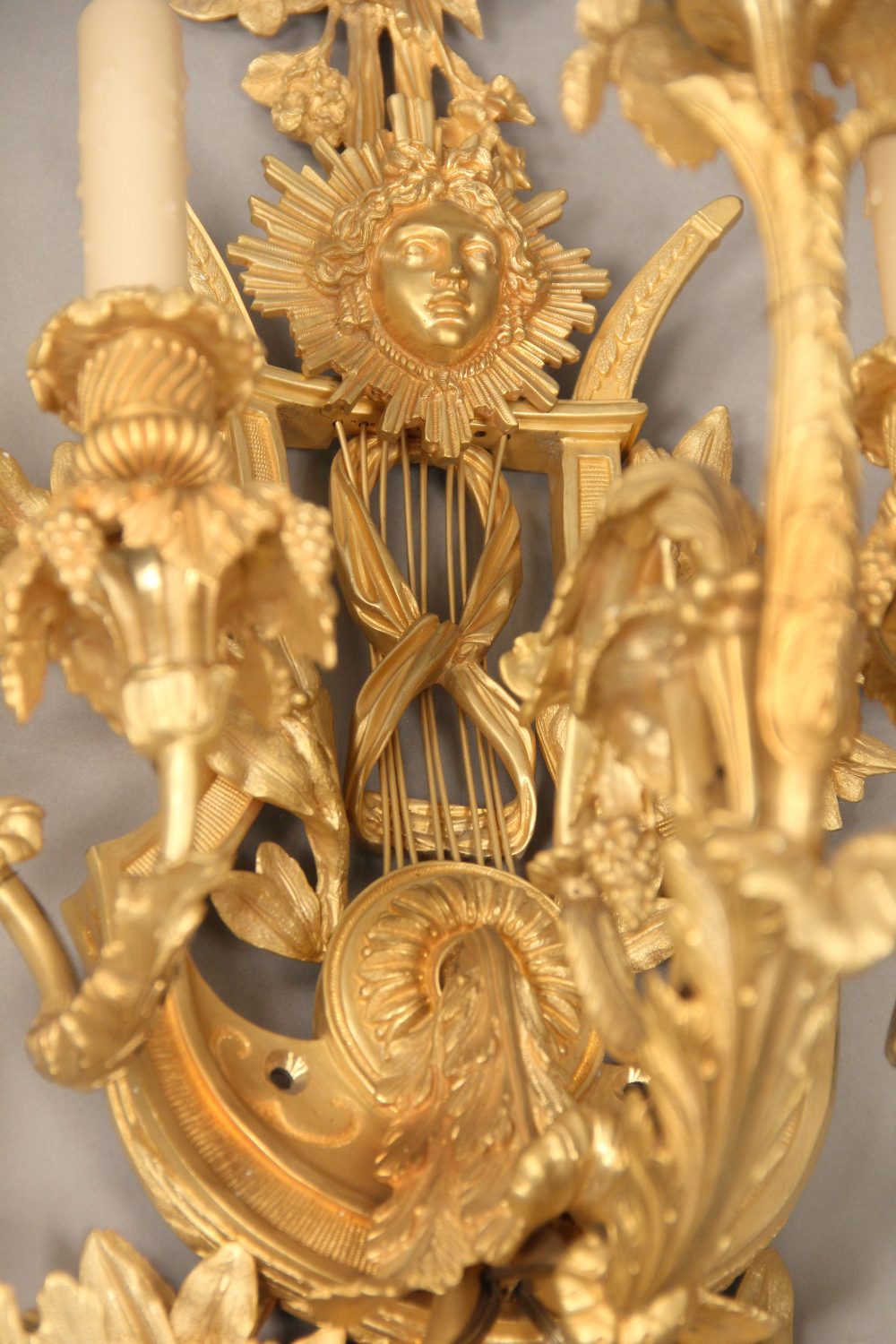 A Large and Elaborate Pair of Early 20th Century Gilt Bronze Five Light Sconces - Image 4