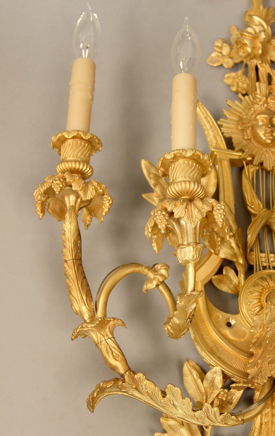 A Large and Elaborate Pair of Early 20th Century Gilt Bronze Five Light Sconces - Image 2