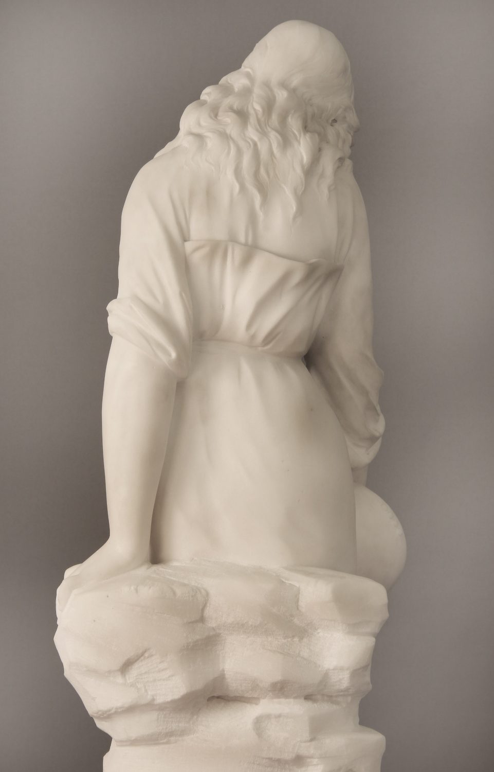 A Beautiful Late 19th Century French White Carrara Marble of a Woman and Her Mandolin By Paul Fournier - Image 6