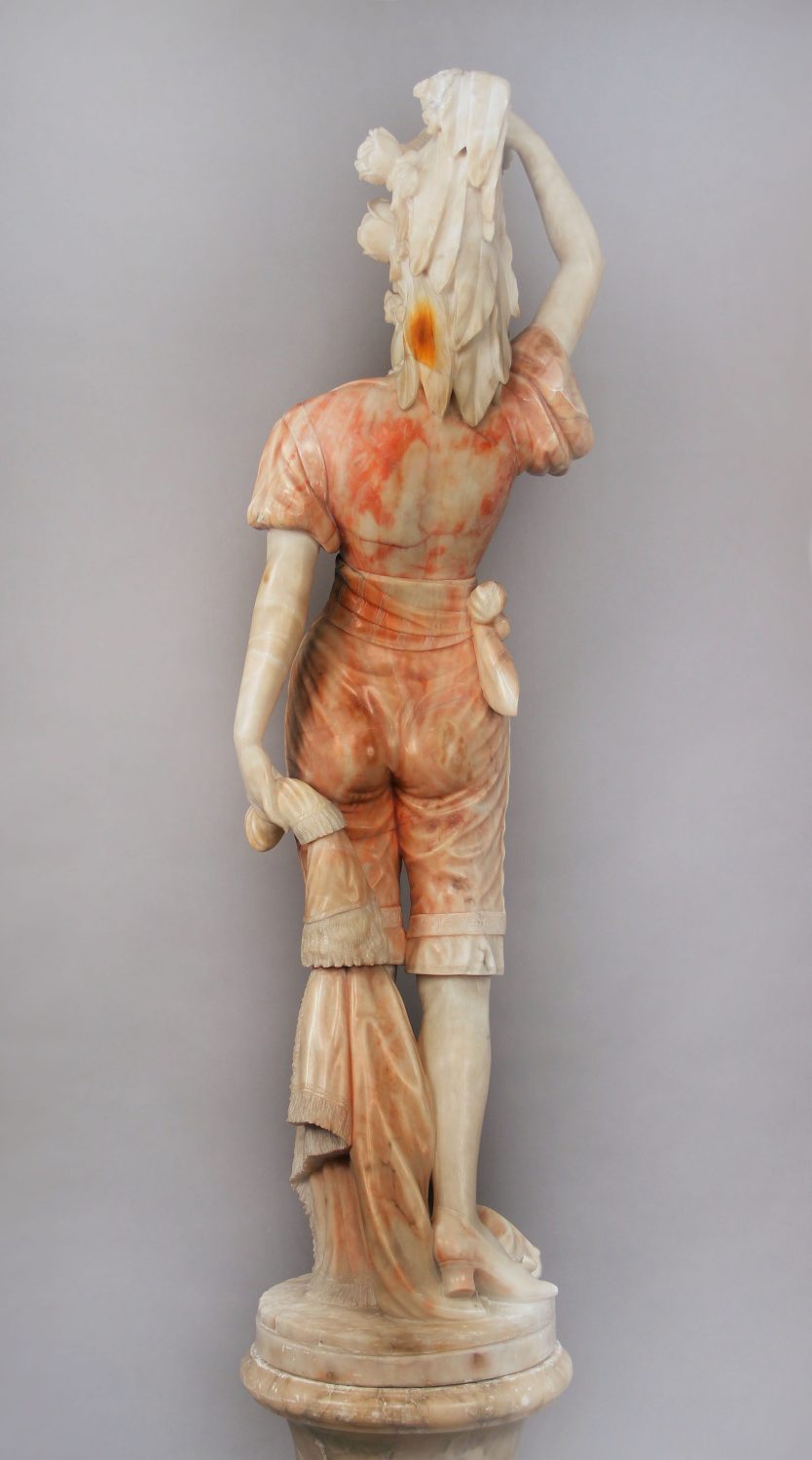 A Lovely Late 19th / Early 20th Century Carved Italian Alabaster Figure of a Woman with Flowers - Image 6