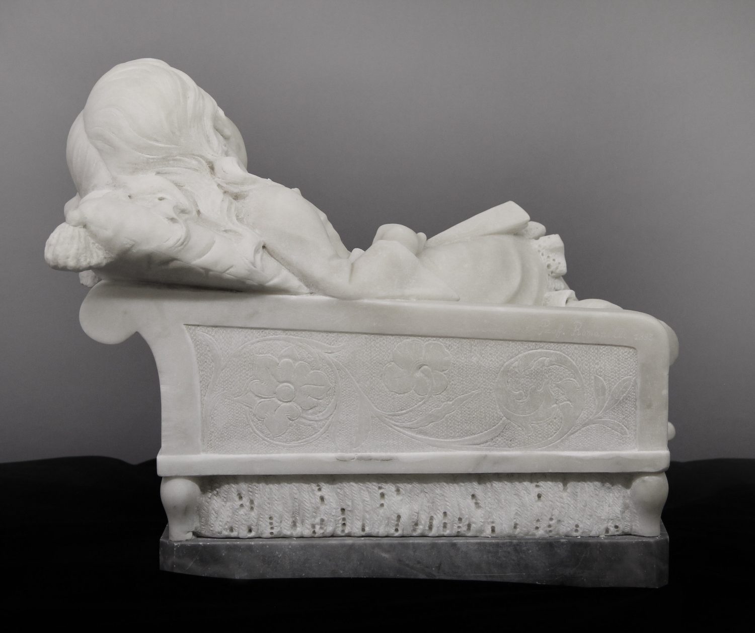 A Beautiful Late 19th Century Italian White Carrara Marble Entitled "Dormiente" By Prof Romanelli - Image 6