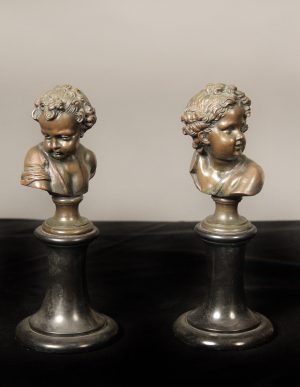 A Pair of Late 19th Century Bronze Busts By A Mahuex