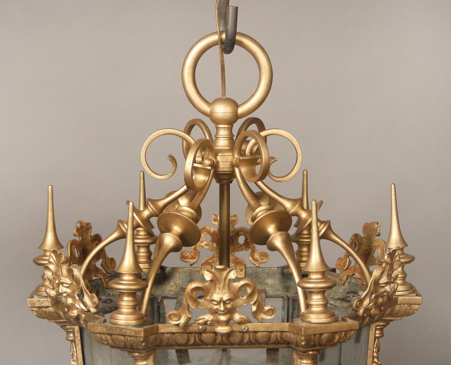 An Interesting Late 19th Century Gilt Bronze and Rippled Glass Gothic Lantern - Image 2
